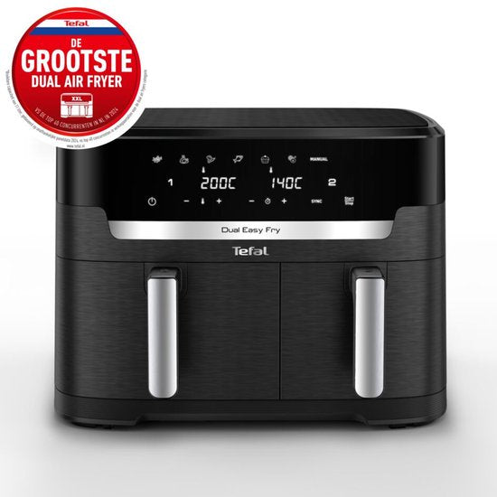 Tefal Easy Fry Dual XXL EY9428 - Dubbele Airfryer XXL - 11L - Lades 6.5L & 4.5L - 7 Programma's - Voor 8-10 Personen