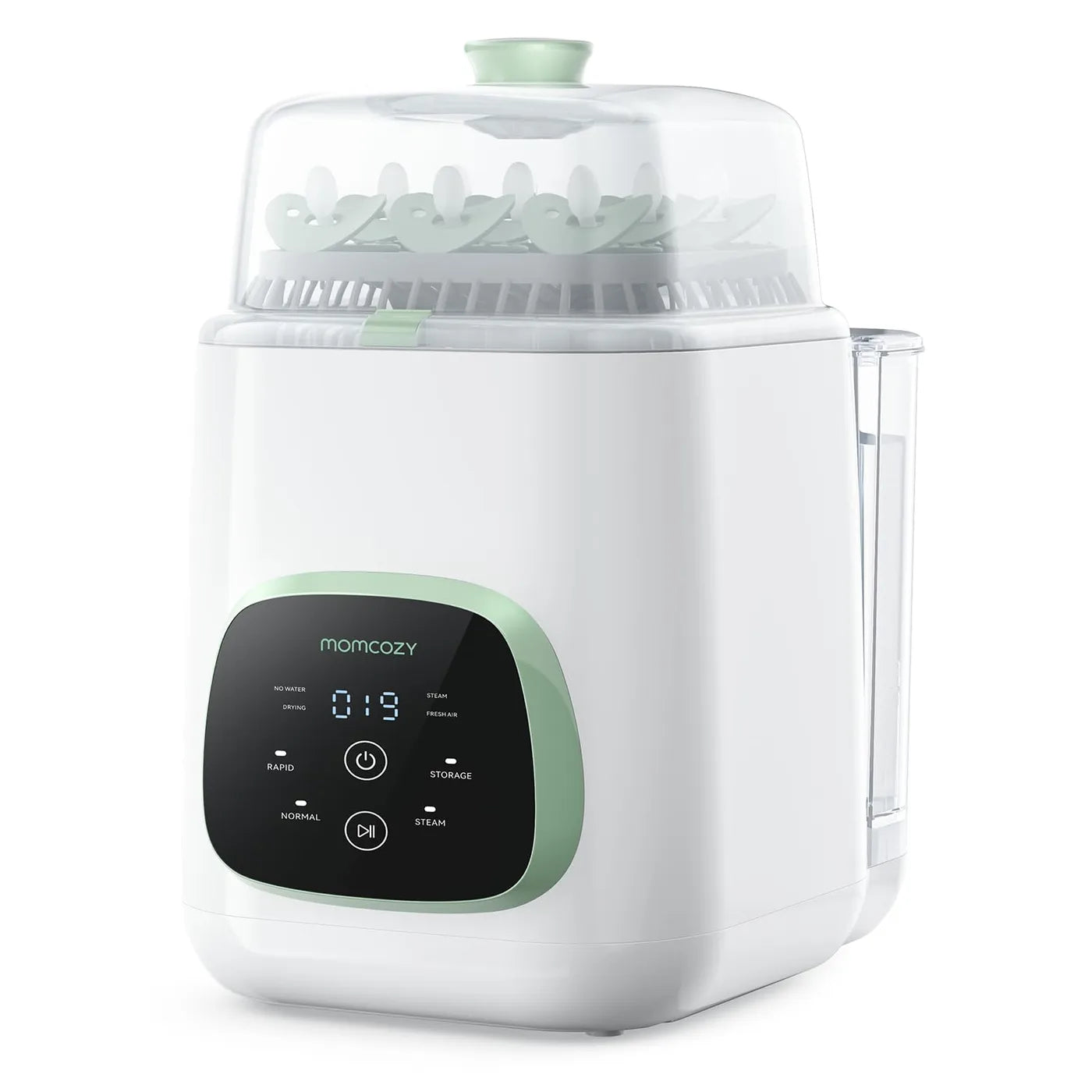 Momcozy BS03 Volautomatische Flessenwasser & Sterilisator – Wit-Groen – 60 Reinigingstabletten