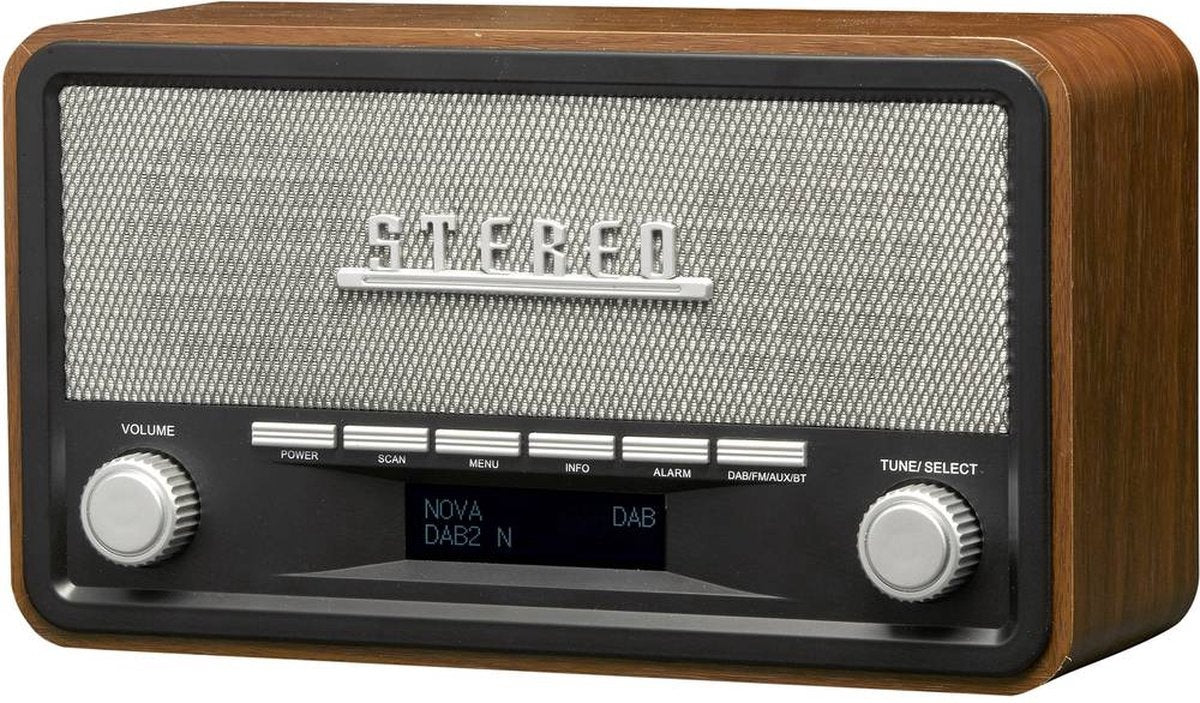Denver DAB Radio - Retro Radio - Bluetooth - DAB+/ FM - Dimbaar - Batterijen & Netstroom - DAB18