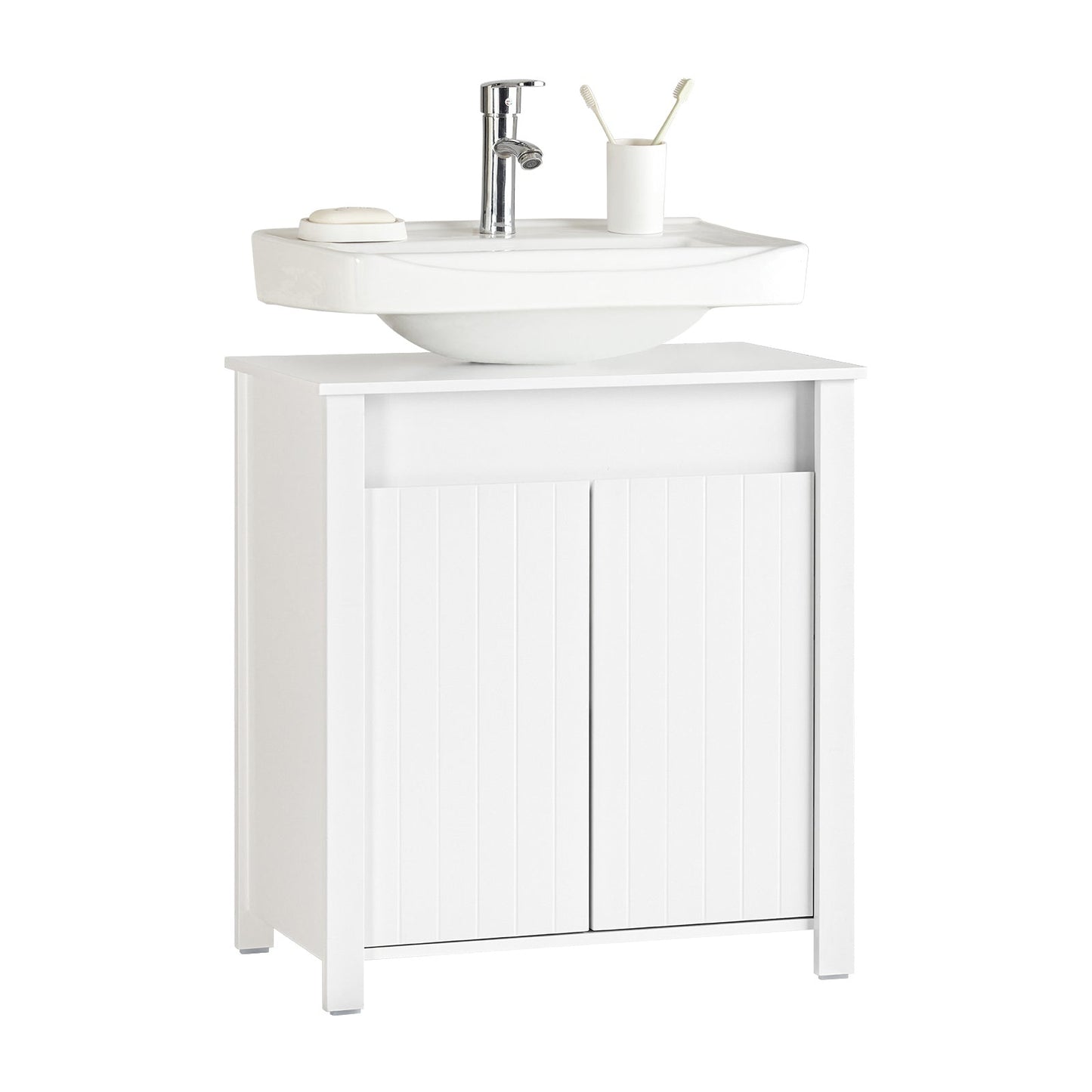 SoBuy Wastafel Onderkast - 2 deurs - 60 x 34 x 65,5 cm - Wit