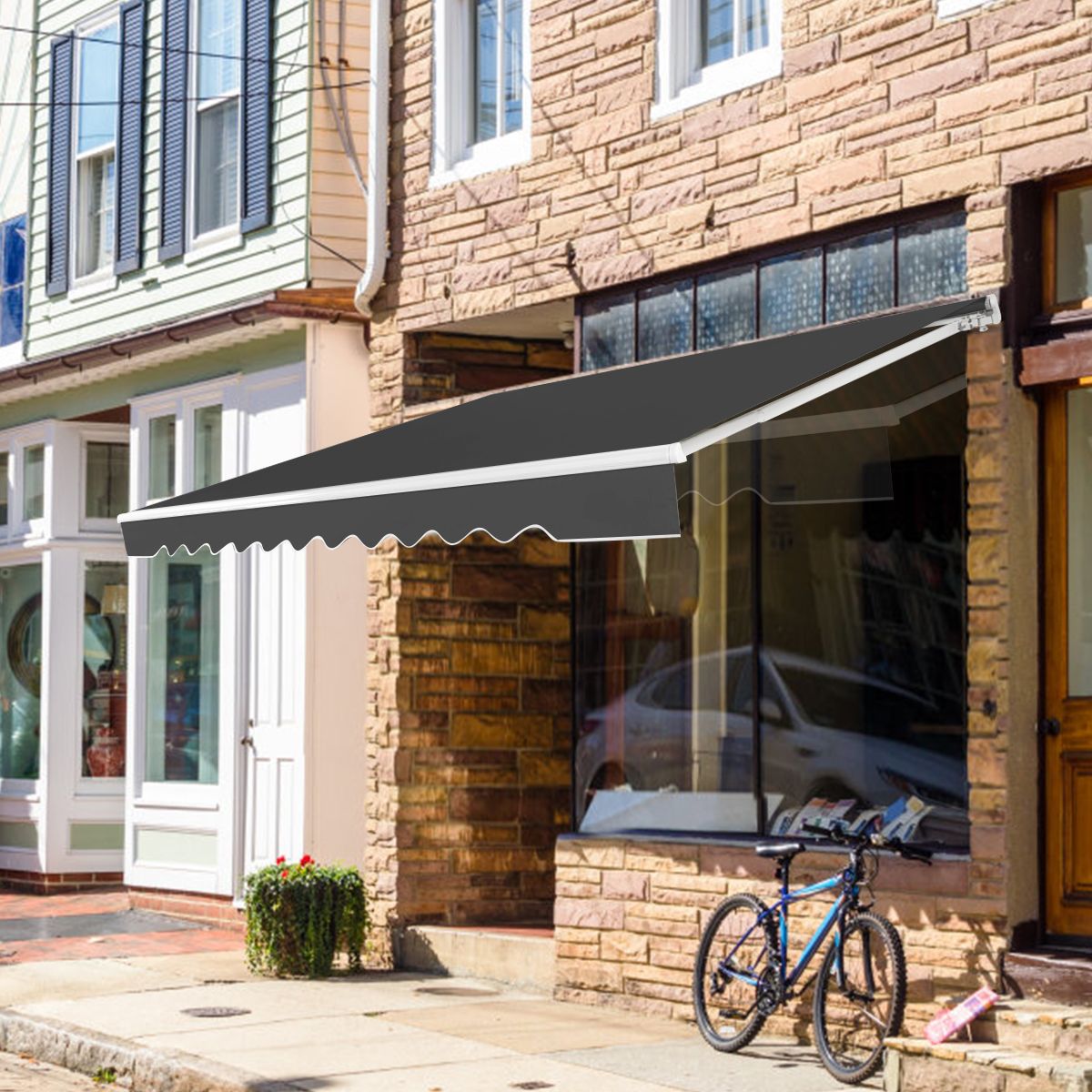 Coast 4 x 2,5 m Uittrekbare Terraszonwering Luifel Zonnescherm Grijs met Slinger en Aluminiumframe