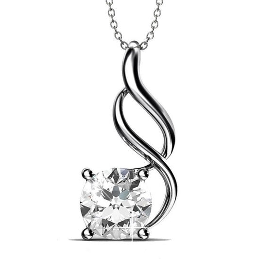 Yolora Dames Ketting met Kalpa Camaka Kristal Hanger - Zilver kleurig - 18K Witgoud Verguld - Cadeauverpakking - Moederdag Cadeautje
