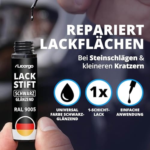 LICARGO Lackstift Glanzend Zwart 12 ml - Hoge Dekking en Sneldrogend met Precisiekwast