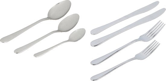 alpina Bestekset 6 Persoons - Bestek Set 42-Delig - RVS Messen, Lepels, Vorken, Theelepels en Gebaksvorkjes - Vaatwasserbestendig - Glanzend Zilver