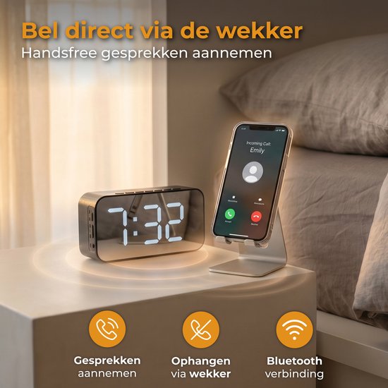 Nuvance Wekkerradio - Digitale Wekker Slaapkamer - Radiowekker - 2 Alarmen - Dimfunctie - Wekkers Digitaal - Klokradio met Wekker