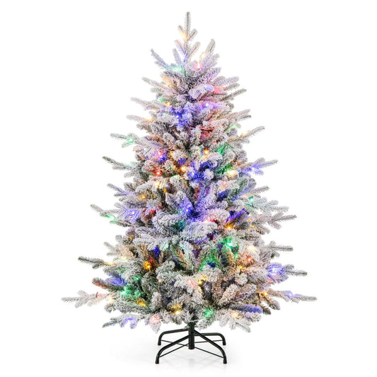 Coast Kunstkerstboom - 135 cm - Groen/Wit – Gevlekt & Beweegbaar – Voorverlicht met 160 Veelkleurige LED’s – 8 Lichtstanden