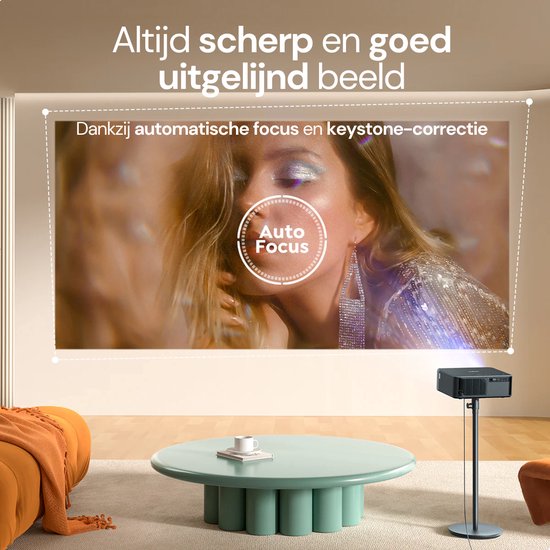 Yaber K2S Beamer – Projector met Dolby Audio & JBL 2.0 Speakers – 800 ANSI Lumen, 1080p Full HD – Android TV (7000+ apps) – Wi-Fi 6/Bluetooth – Draagbare Thuisbioscoop – Zwart