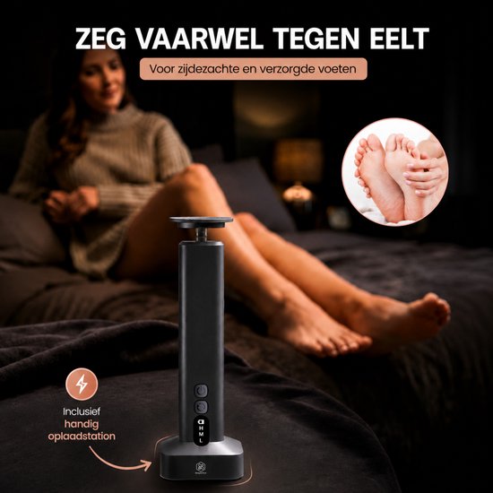 Beeperfect® Elektrische Eeltverwijderaar Pro - Voetvijl - Eeltvijl - Draadloos - Oplaadbaar - Met oplaadstation - 60 Schuurvellen - Zwart