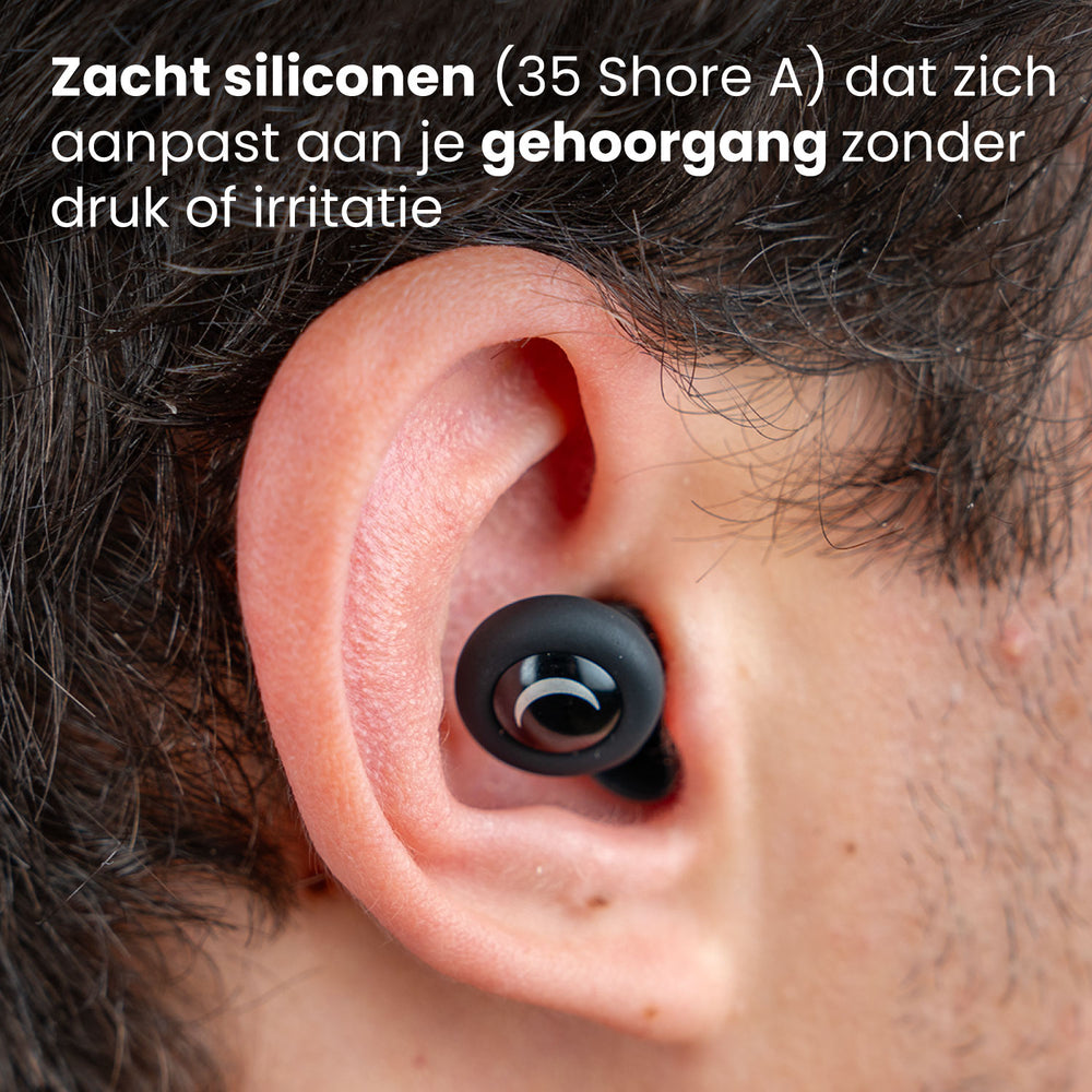 Dreamcare Silent Slaapoordoppen – Zwart – Geluidsdemping tot 33 dB – Inclusief 4 maten