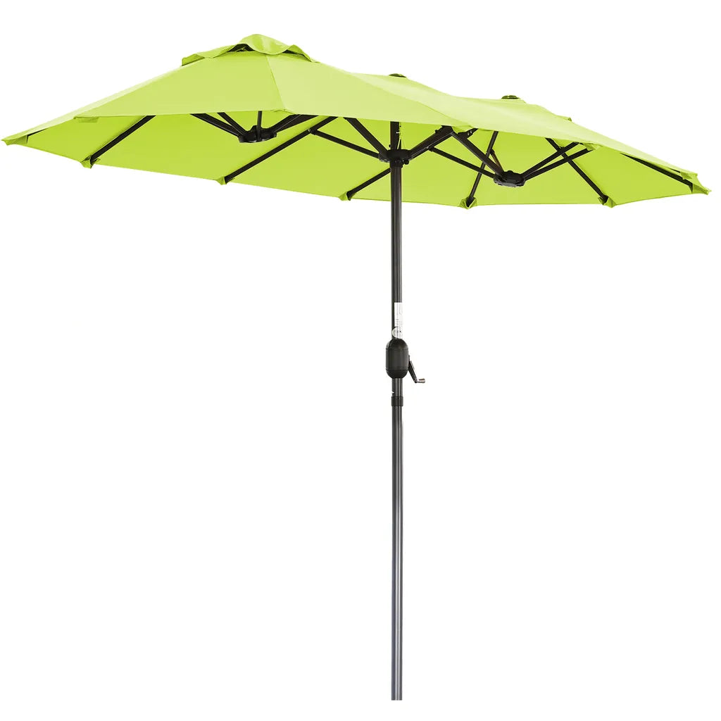 Angel Living dubbele parasol - 2,97 x 1,53 m - met zwengel - UPF 50+ - appelgroen