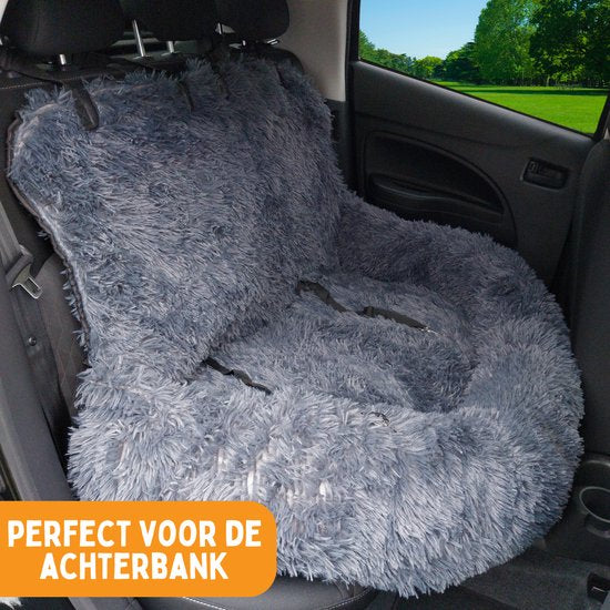 By Cee Cee Autostoel Hond Deluxe - Hondenmand Auto Met Veiligheidsriempje - Automand Hond - Hondenstoel - Autozitje - Donkergrijs - Maat L