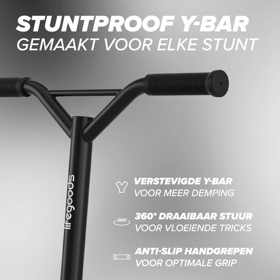 LifeGoods Stuntstep Fly Pro - 6+ Jaar - Step voor Kinderen - Jongens/Meisjes - 100mm - 100KG - Zwart