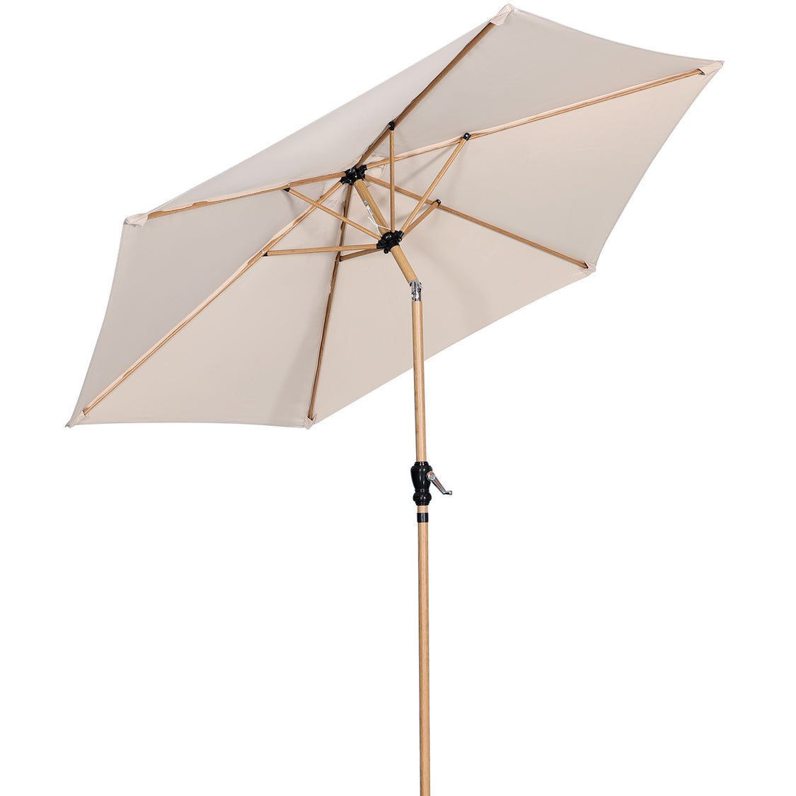 Angel Living Parasol Ø 300 cm - Rond Kantelbare Tuinparasol met Zwengel - Aluminium en Polyester - UV50+ - Waterafstotend - Cremegeel