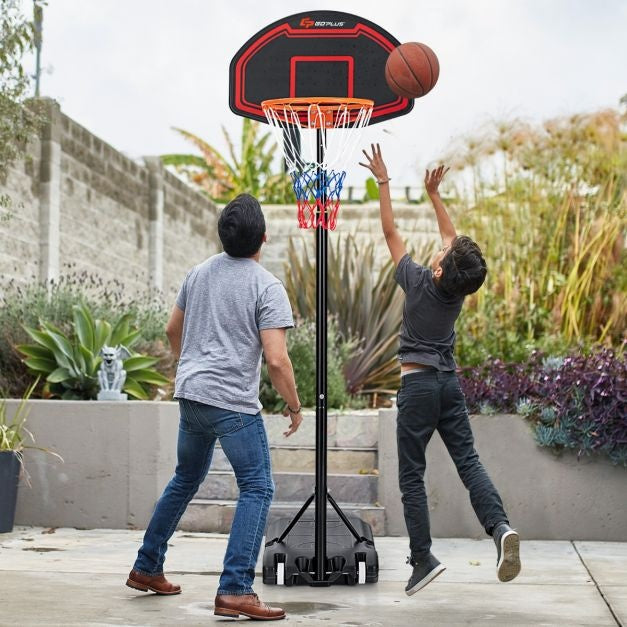 Coast Basketbalstandaard - Hoogte Versetlbaar - 192cm-247cm - Zwart/Rood