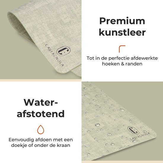 Castagnola Lederlook Placemats - Antislip Placemat van Kunstleer - Waterafstotende Onderlegger - Onderzetter - Placemats kunststof - 6 Stuks - 45 x 30 cm - Gemêleerd groen