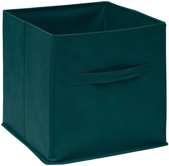 5Five Opbergmand/kastmandje - Smaragd groen - 31 x 31 x 31 cm - 29 liter - Vakkenkast manden - Stof met versterkte bodem - Opvouwbaar