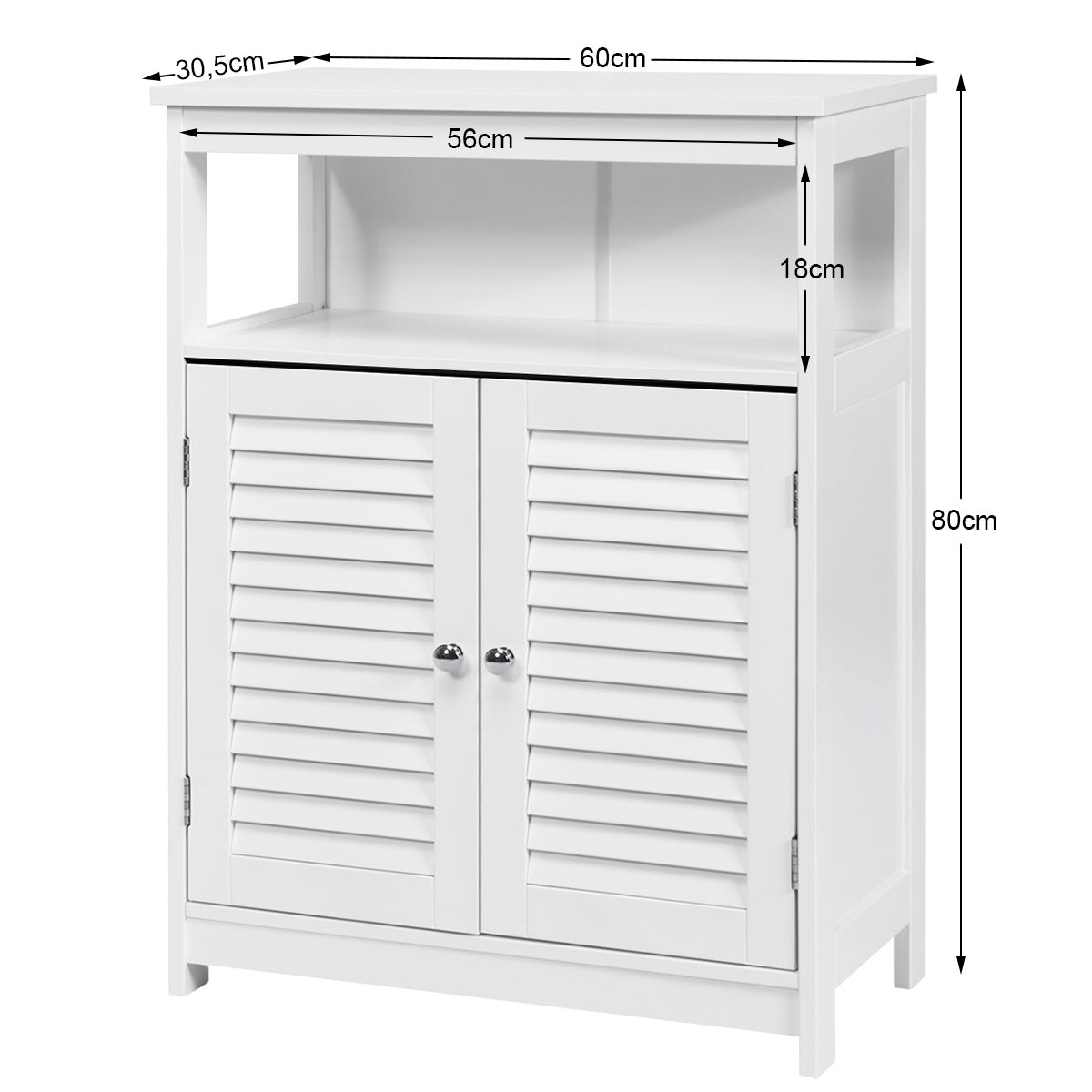 Coast - Badkamerkast - Hout - Wit - 60 x 30,5 x 80 cm