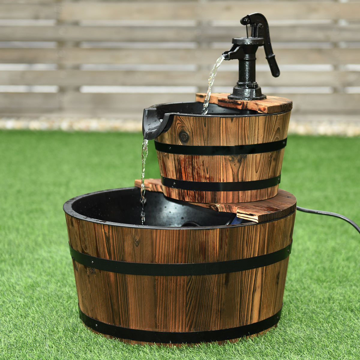 Coast Houten fontein met waterpomp - Ø 44,5cm