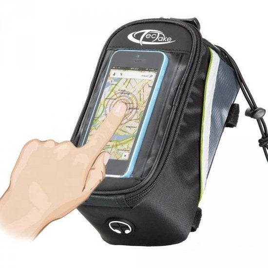 TecTake - Frametas fietstas voor o.a. smartphone e.d. zwart groenL 401610