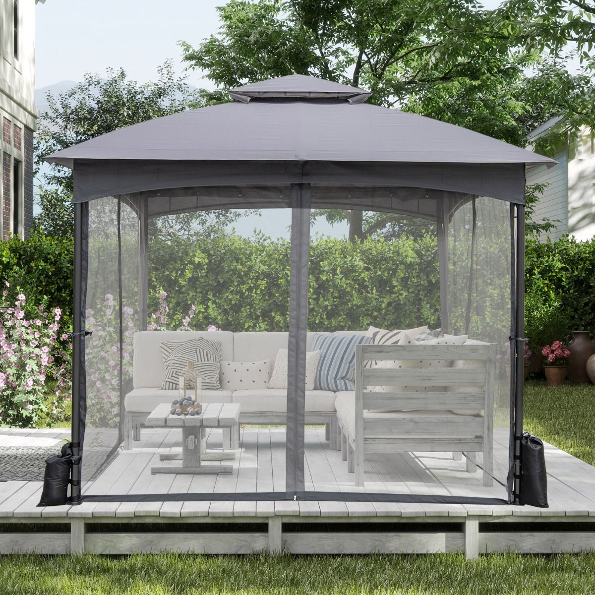 Coast Tuinpaviljoen - dubbel dak - muggennet - 3 x 3 m - khaki