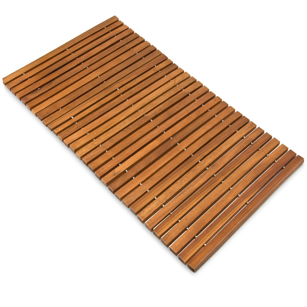 Badmat - Acaciahout Antislip Strepenpatroon 76x50cm - FSC gecertificeerd