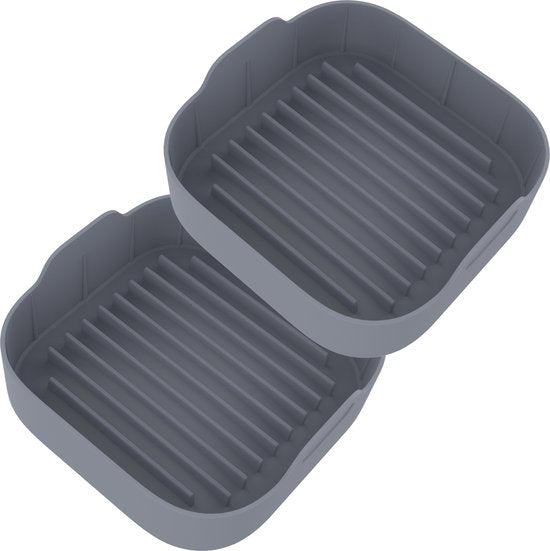 KitchenLove Airfryer Bakjes Siliconen XXL - 2 Stuks - Vierkant - Bakpapier Alternatief - Accessoires - BPA Vrij - 20CM