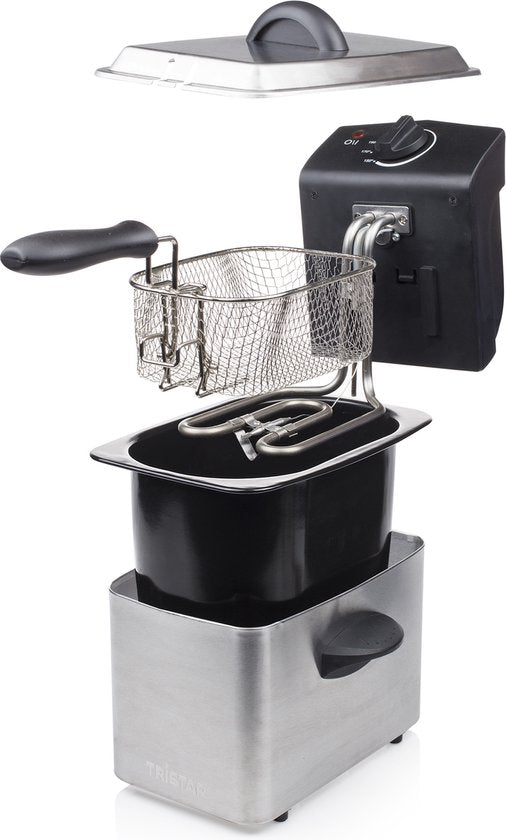 Tristar Friteuse FR-6919 - Frituurpan Klein - Deep Fryer 2 liter - 800W - Camping Friteuse - RVS