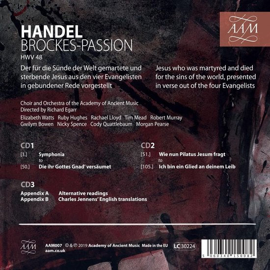 Academy Of Ancient Music, Richard Egarr - Händel: Brockes-Passion (3 CD)