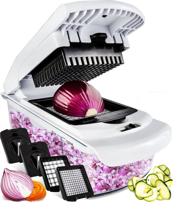 Stosh Mandoline - Groentesnijder - Uiensnijder - Spiraalsnijder - 4 Delig - BPA vrij - Wit