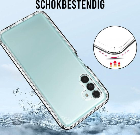 Podec 2-in-1 Hoesje met Screenprotector Geschikt voor Samsung Galaxy A13 5G Doorzichtig Telefoonhoesje - Anti-Shock Case Cover