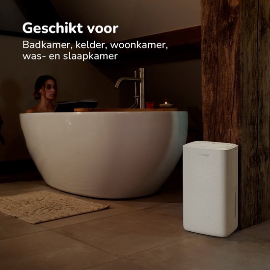 Bloomfold – Luchtontvochtiger En Luchtreiniger – 12 l Capaciteit & Met HEPA-Filter – Met Timer En Led-Display – Voor Een Gezond Binnenklimaat – Wit Kunststof