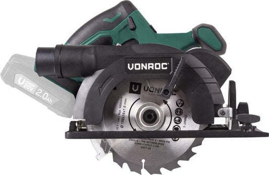 VONROC Accu Cirkelzaag – VPower 20V (zonder accu & lader) – Incl. parallelgeleider & Ø150MM zaagblad
