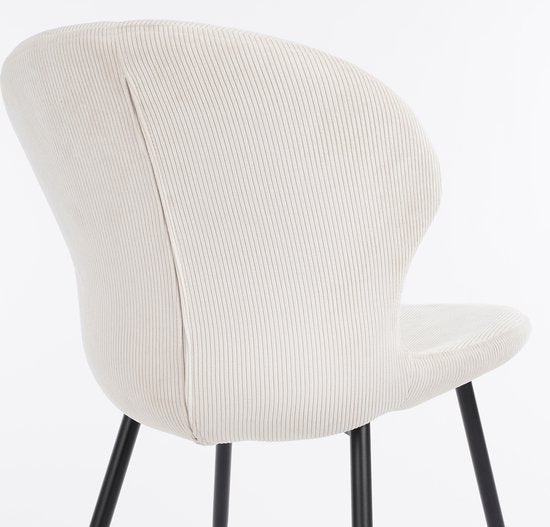 Mica Decorations Max Eetkamerstoel - Velvet  - Off White - Zithoogte 45 cm