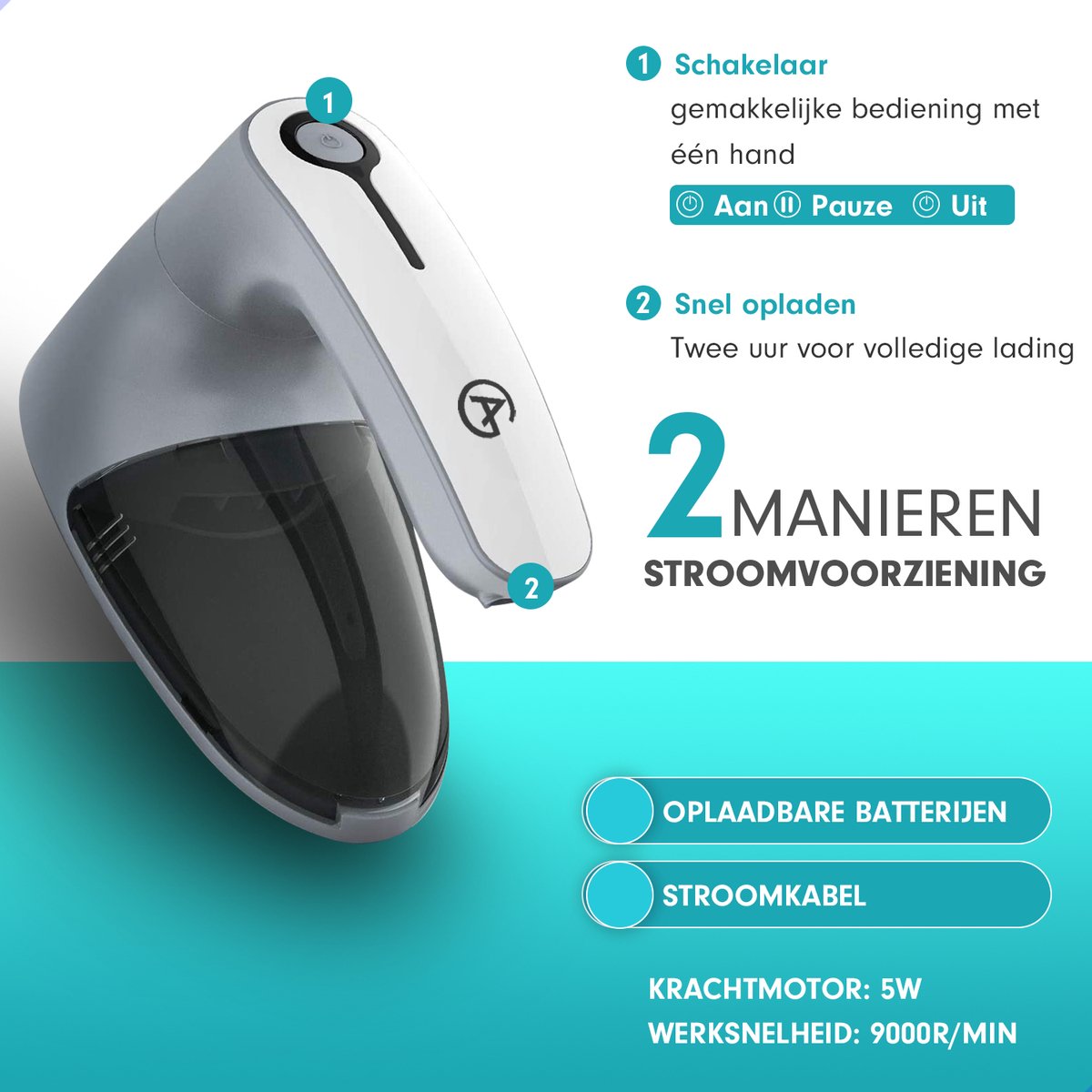 AG180 Elektrische Pluizenverwijderaar - Draadloos - Pluizenverwijderaar - Ontpluizer - Ontpiller - Pluizenroller- Pluizenborstel- Grijs