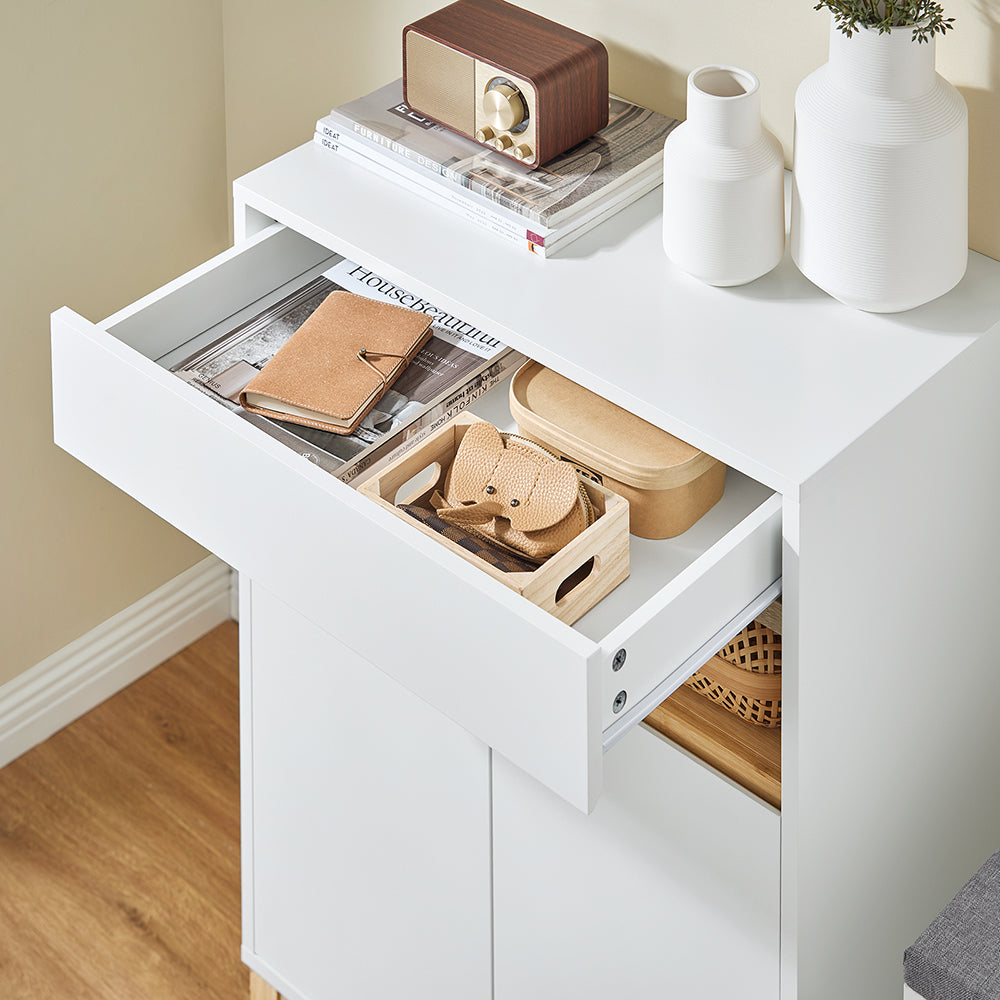 SoBuy FSB97-WN Multifunctionele opbergkast grijs 60x34x85cm met laden, verstelbare planken en dubbele deuren