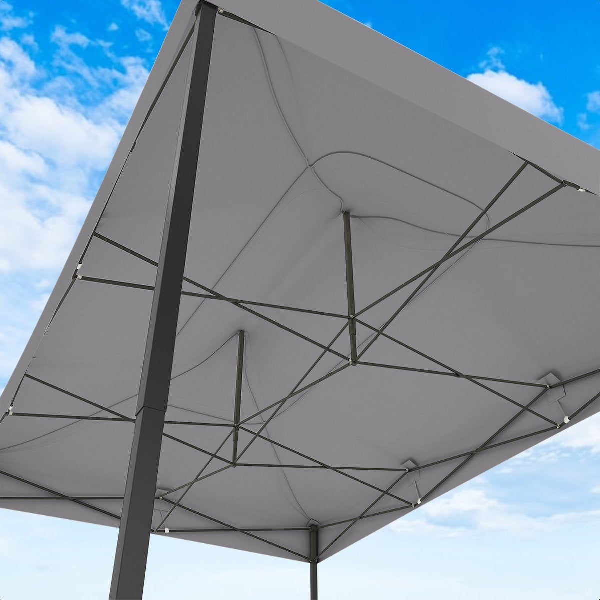 LifeGoods Partytent - Paviljoen - EasyUp - Opvouwbaar - Waterdicht - Met Draagtas met wieltjes - 440 x 297 cm - Donkergrijs