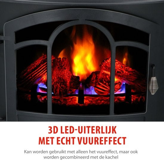 Alpina Elektrische Vicenza - Sfeerhaard - Afstandsbediening en Timer - LED Vlammen - 2000W - Zwart - Met Verwarming