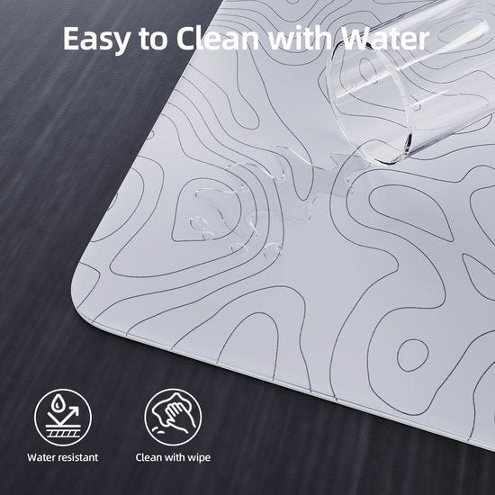 ATTACK SHARK CM05 Tempered Glass Gaming Mouse Pad - Glazen Muismat - Ultra-Smooth Surface - 9H Tempered Glass - 45*40CM - eSport Gaming Mousepad - White Contour Line