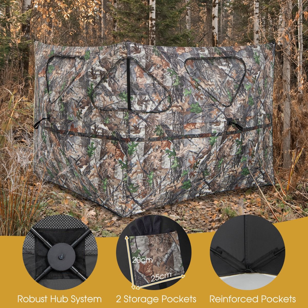 Coast Jachthut Draagbaar met Raam - 148 x 113 cm - Camouflage