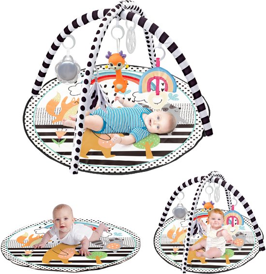 FUEGOBIRD - Baby Play Mat - Cute Baby Animals - Deluxe Gym - Colorful Interactive and Grasping Toy - Great Sounds - Developmental Play for Babies 2 Months+