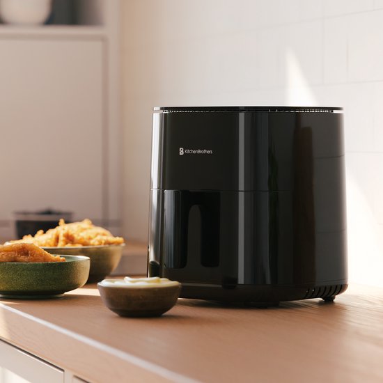 KitchenBrothers Airfryer XL - 5L - 2000W - Heteluchtfriteuse - Dual Heating - 80ºC tot 200ºC - 8 Kookprogramma's - Zwart