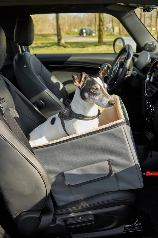 Jake and Jacky Autostoel Hond - Oxford & Polyester - Wasbaar - Max. 7kg - 41.5 x 39 x 32cm - Grijs