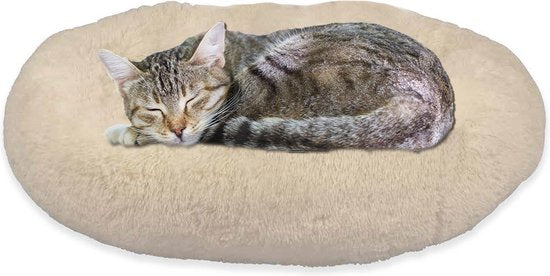 Peaceful Pooch S - pluizig hondenbed - 58cm diameter - opvouwbaar - in verschillende maten. Kattenbed - wasbaar - uitneembare vulling - ontspant gewrichten en spieren - anti-slip noppenbodem