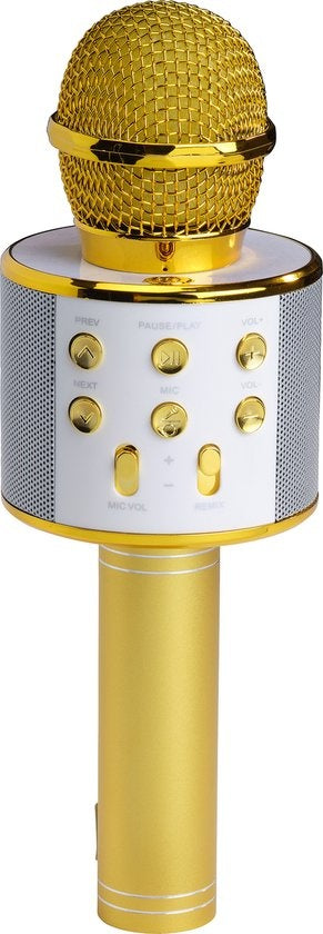 Denver Karaoke Microfoon Bluetooth - Draadloos - Karaoke Set - Ingebouwde Speaker - AUX - MicroSD - KMS20 - Goud