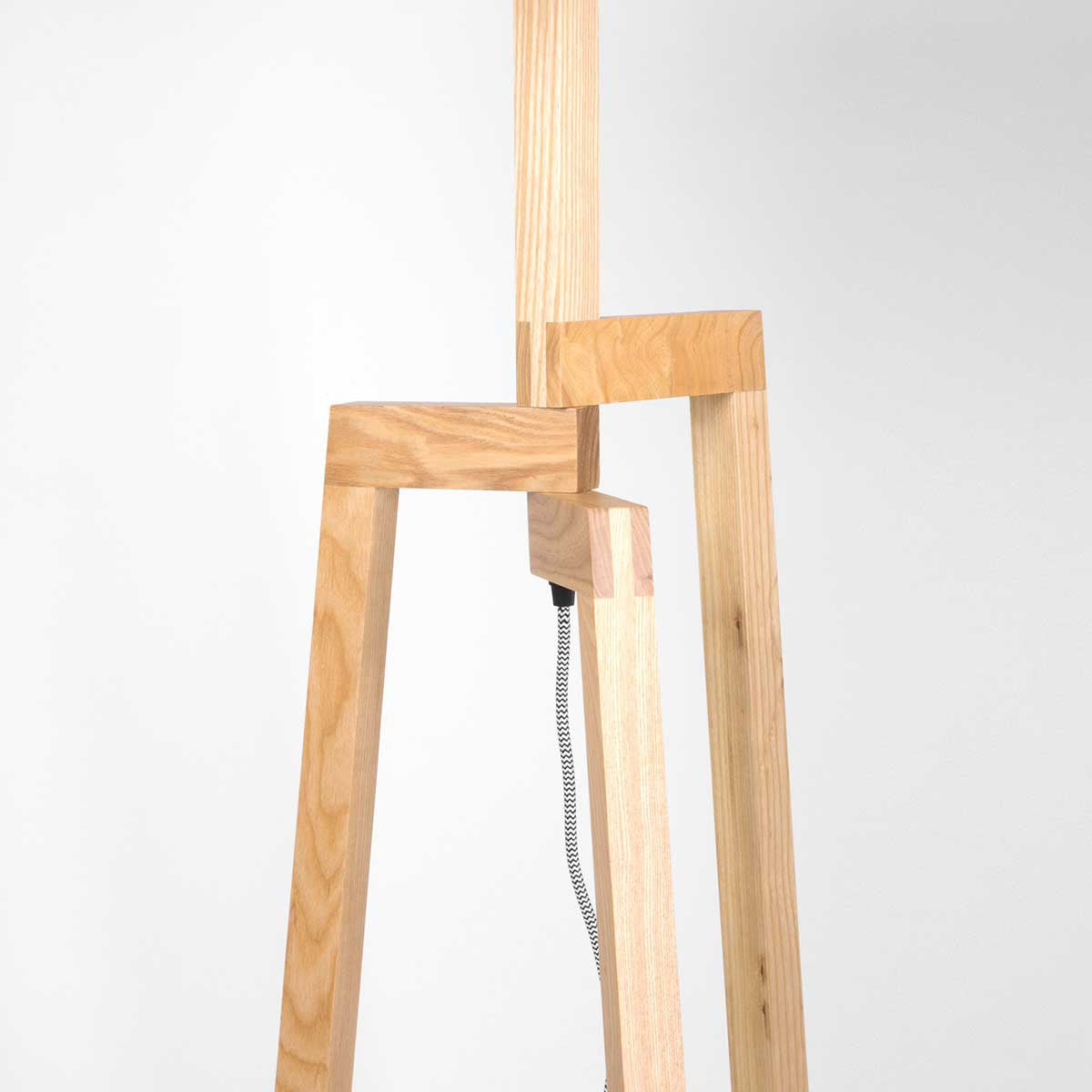 Vloerlamp Sabi 3408BE - Houten lamp zonder kap met E27 fitting, 144 cm hoog, in hoogte verstelbaar - Mexlite