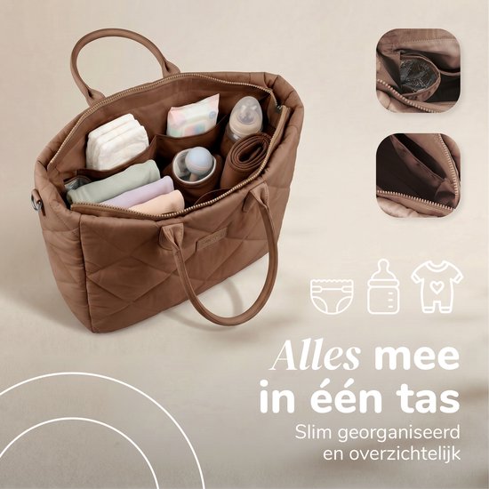 Mommsy Luiertas - Waterafstotend met thermisch flesvak - 53 x 33 x 14 cm - Zwart