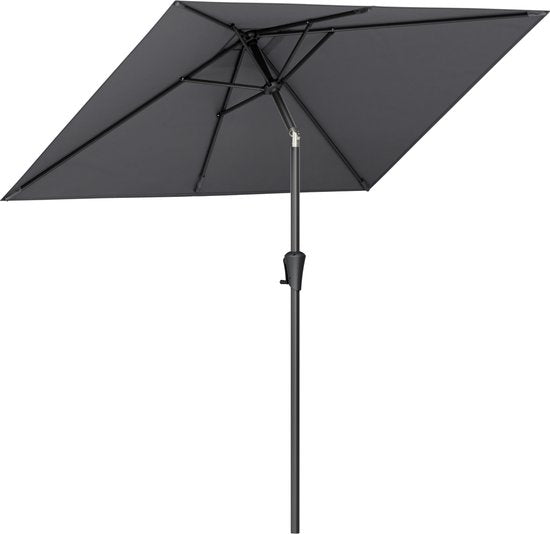 LifeGoods Parasol - Tuin - 210x140cm - 30° Kantelbaar - Waterdicht - UPF50+ - Donkergrijs