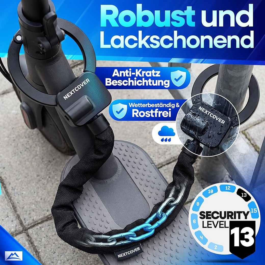 NEXTCOVER E-Scooter Slot - Kettingslot - 90 cm - Steel-Secure - 3 Sleutels