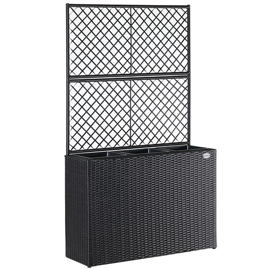 Casaria Polyrattan Plantenbak met Trellis Zwart