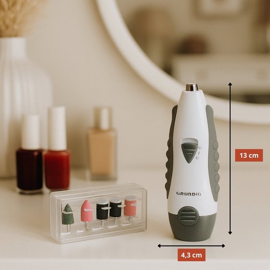 Grundig Manicureset Elektrisch 5-in-1 - Manicureset voor Handen en Voeten - Elektrische Pedicureapparaten met 5 Opzetstukken - Compacte Set voor Thuis en Reizen